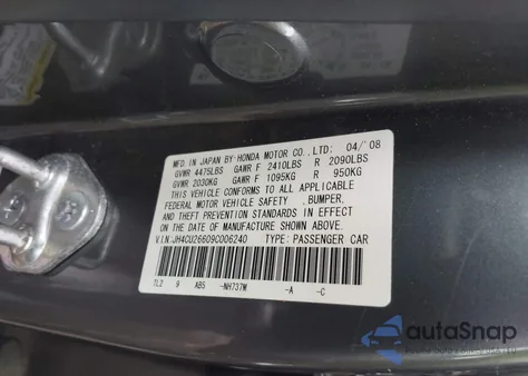 2009 Acura Tsx z USA, uszkodzony, nr VIN JH4CU26609C006240
